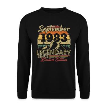 Vintage Retro Septembre 1983 Cadeau d’anniversaire - Sweat-shirt Unisexe - noir - Devant - Alina (178cm) & Michal (187cm)