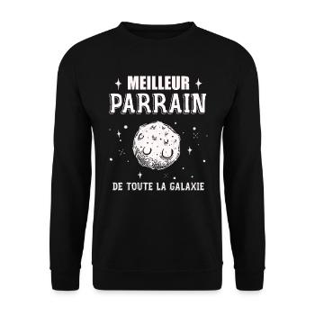 Meilleur Parrain De La Galaxie - Cadeau Parrain - Sweat-shirt Unisexe - noir - Devant - Alina (178cm) & Michal (187cm)
