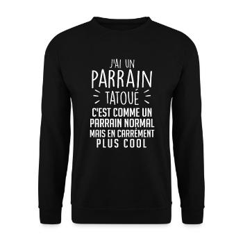 J'ai Un Parrain Tatoué - Cadeau Parrain Tatoué - Sweat-shirt Unisexe - noir - Devant - Alina (178cm) & Michal (187cm)