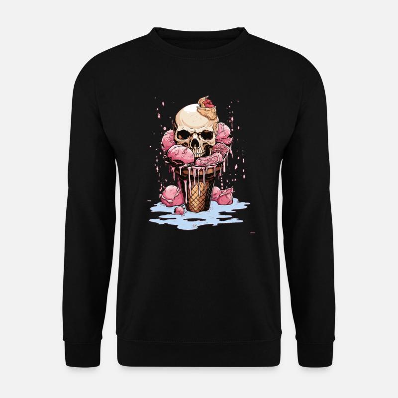 Totenkopf-Eiscreme-Halloween-Design - Unisex Pullover - Schwarz