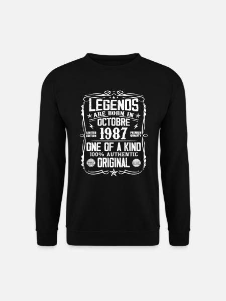 Oktober 1987 Legenden wurden im Oktober 1987 geboren - Unisex Pullover - Schwarz
