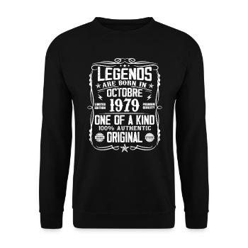 Oktober 1979 Legenden wurden im Oktober 1979 geboren - Unisex Pullover - Schwarz - Vorne - Alina (178cm) & Michal (187cm)