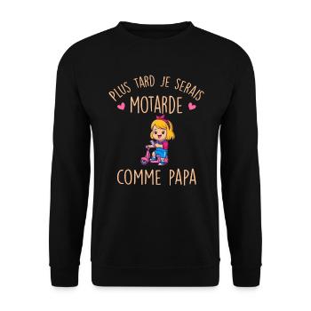 Plus Tard Je Serais Motarde Comme Papa Bébé Fille - Sweat-shirt Unisexe - noir - Devant - Alina (178cm) & Michal (187cm)