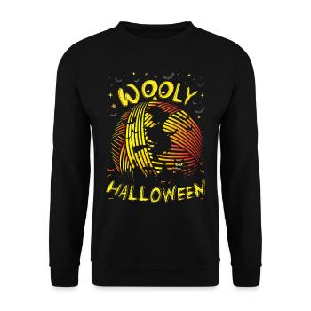 Wooly Halloween - Wool moon with witch - Unisex Sweatshirt - black - Front - Alina (178cm) & Michal (187cm)