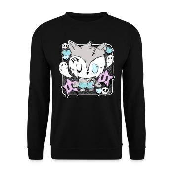 Wolfgang the zombie werewolf in kawaii style - Unisex Sweatshirt - black - Front - Alina (178cm) & Michal (187cm)