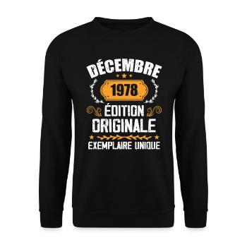 Anniversaire Cadeau Millésime Décembre 1978 - 197 - Sweat-shirt Unisexe - noir - Devant - Alina (178cm) & Michal (187cm)