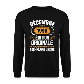 Anniversaire Cadeau Millésime Décembre 1998 - 199 - Sweat-shirt Unisexe - noir - Devant - Alina (178cm) & Michal (187cm)