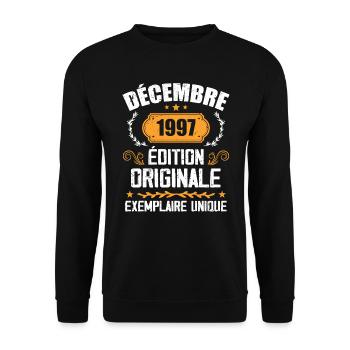 Anniversaire Cadeau Millésime Décembre 1997 - 199 - Sweat-shirt Unisexe - noir - Devant - Alina (178cm) & Michal (187cm)