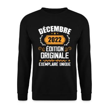 Anniversaire Cadeau Millésime Décembre 2022 - 202 - Sweat-shirt Unisexe - noir - Devant - Alina (178cm) & Michal (187cm)
