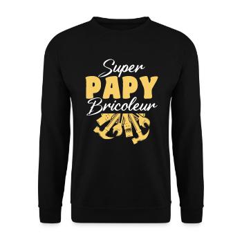 super papy bricoleur cadeau grand-père - Sweat-shirt Unisexe - noir - Devant - Alina (178cm) & Michal (187cm)