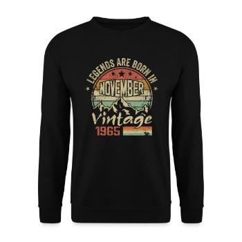 Novembre 1965, Cadeau D'anniversaire Vintage Rétro - Sweat-shirt Unisexe - noir - Devant - Alina (178cm) & Michal (187cm)