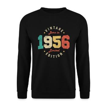 Jahrgang 1956 Original 1956 Retro Jubiläum 1956 - Unisex Pullover - Schwarz - Vorne - Alina (178cm) & Michal (187cm)