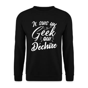 Je suis un geek qui déchire - Sweat-shirt Unisexe - noir - Devant - Alina (178cm) & Michal (187cm)