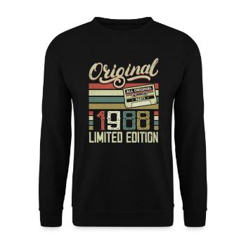 Jahrgang 1988 Retro Geburtstagsgeschenk 1988 - Unisex Pullover - Schwarz - Vorne - Alina (178cm) & Michal (187cm)