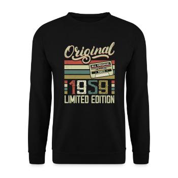 Jahrgang 1959 Retro Geburtstagsgeschenk 1959 - Unisex Pullover - Schwarz - Vorne - Alina (178cm) & Michal (187cm)