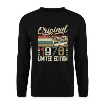 Vintage 1970's Retro 1970's Birthday Gift - Unisex Sweatshirt - black - Front - Alina (178cm) & Michal (187cm)