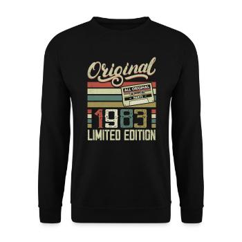 Jahrgang 1983 Retro Geburtstagsgeschenk 1983 - Unisex Pullover - Schwarz - Vorne - Alina (178cm) & Michal (187cm)