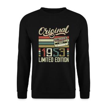 Jahrgang 1953 Retro Geburtstagsgeschenk 1953 - Unisex Pullover - Schwarz - Vorne - Alina (178cm) & Michal (187cm)