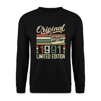 Vintage 1991 Cadeau D'anniversaire Rétro 1991 - Sweat-shirt Unisexe - noir - Devant - Alina (178cm) & Michal (187cm)