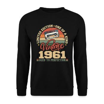 Vintage 1961 Cadeau D'anniversaire Retro 1961 - Sweat-shirt Unisexe - noir - Devant - Alina (178cm) & Michal (187cm)