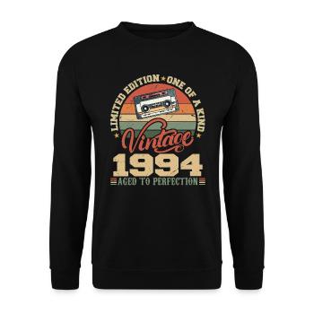 Vintage 1994 Cadeau D'anniversaire Retro 1994 - Sweat-shirt Unisexe - noir - Devant - Alina (178cm) & Michal (187cm)
