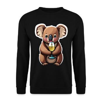Koala Bear with Wine Glass - Unisex Sweatshirt - black - Front - Alina (178cm) & Michal (187cm)