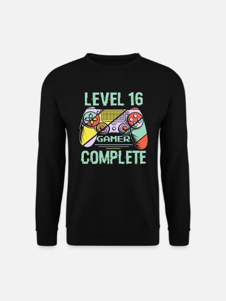 Level 16 Complete 16 Years Gamer Level 16 Complete - Unisex Pullover - Schwarz