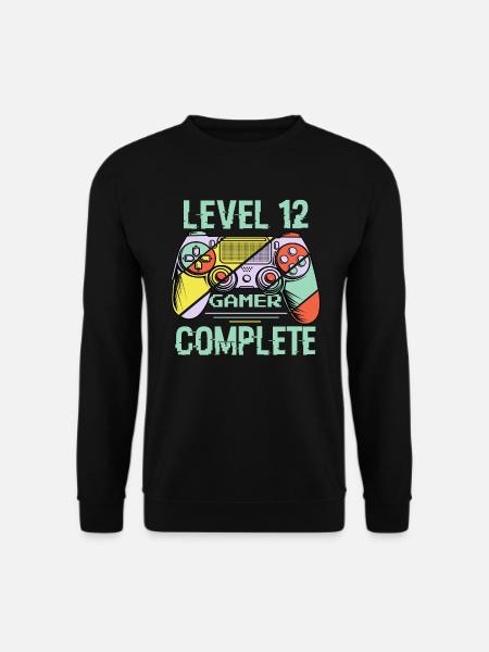 Level 12 Complete 12 Years Gamer Level 12 Complete - Unisex Pullover - Schwarz