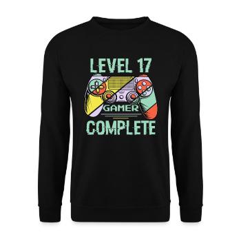 Level 17 Abschließen 17 Jahre Älterer Spieler Level 17 Abgeschlossen - Unisex Pullover - Schwarz - Vorne - Alina (178cm) & Michal (187cm)