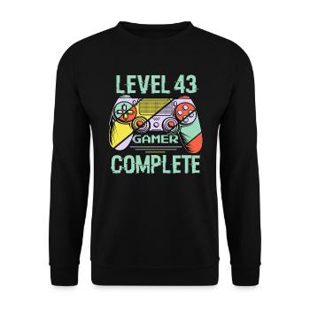 Level 43 Abschließen 43 Jahre alter Spieler Level 43 Abgeschlossen - Unisex Pullover - Schwarz - Vorne - Alina (178cm) & Michal (187cm)