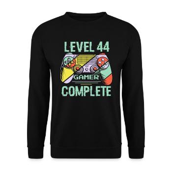 Level 44 Complete 44 Years Gamer Level 44 Complete - Unisex Sweatshirt - black - Front - Alina (178cm) & Michal (187cm)