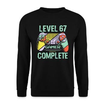 Level 67 Complete 67 Years Old Gamer Level 67 Complete - Unisex Sweatshirt - black - Front - Alina (178cm) & Michal (187cm)