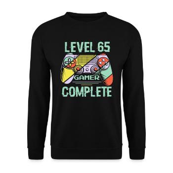 Level 65 Complete 65 Years Gamer Level 65 Complete - Unisex Sweatshirt - black - Front - Alina (178cm) & Michal (187cm)