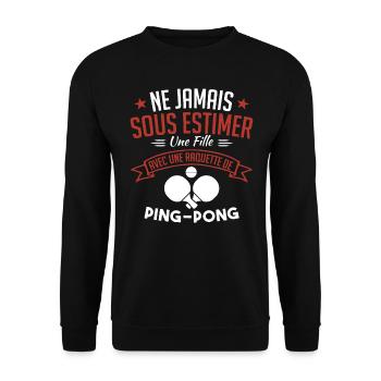 Une Fille Et joueur de ping-pong - Sweat-shirt Unisexe - noir - Devant - Alina (178cm) & Michal (187cm)