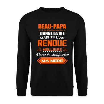 Beau Papa Cadeau - Meilleure Beau-Pére - Sweat-shirt Unisexe - noir - Devant - Alina (178cm) & Michal (187cm)