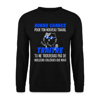 Départ Collègue Travail & Nouvel Emploi - Adieu - Sweat-shirt Unisexe - noir - Devant - Alina (178cm) & Michal (187cm)