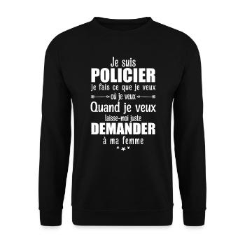 Policier En Couple Idée Cadeau Pour Mon Mari - Sweat-shirt Unisexe - noir - Devant - Alina (178cm) & Michal (187cm)