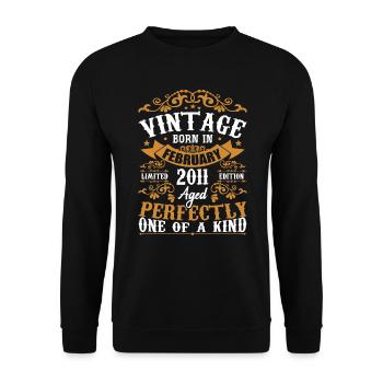 February 2011 Vintage 13th Birthday Gift - Unisex Sweatshirt - black - Front - Alina (178cm) & Michal (187cm)