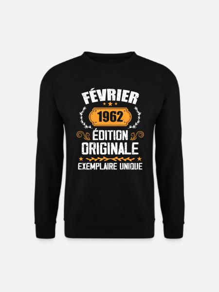 Geschenk zum 62. Geburtstag, geboren im Februar 1962 - Unisex Pullover - Schwarz