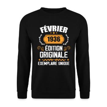 88th Birthday Gift Born In February 1936 - Unisex Sweatshirt - black - Front - Alina (178cm) & Michal (187cm)