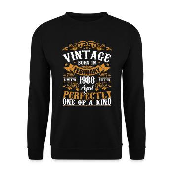 Cadeau D'anniversaire Février 1988 Vintage 36e - Sweat-shirt Unisexe - noir - Devant - Alina (178cm) & Michal (187cm)