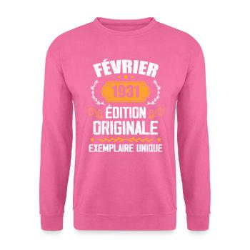 93rd Birthday Gift Born In February 1931 - Unisex Sweatshirt - pink - Front