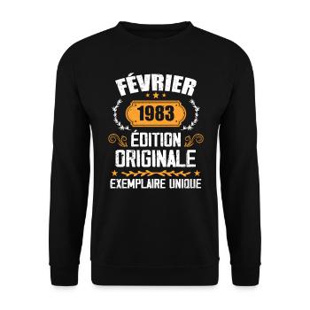 Cadeau 41e Anniversaire Nées En Février 1983 - Sweat-shirt Unisexe - noir - Devant - Alina (178cm) & Michal (187cm)