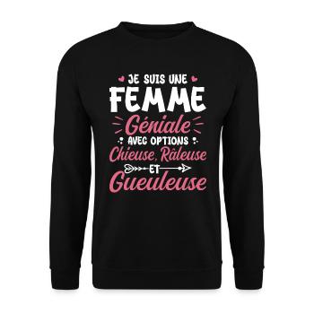 Chieuse gueuleuse grouch humorous femme géniale - Unisex Sweatshirt - black - Front - Alina (178cm) & Michal (187cm)
