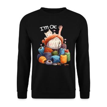 I'm Ok Crochet & Knitting Funny crochet knitting - Unisex Sweatshirt - black - Front - Alina (178cm) & Michal (187cm)