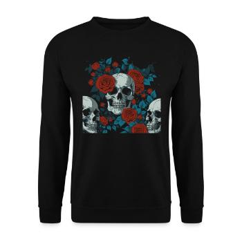 beautiful design of skulls and red roses - Unisex Sweatshirt - black - Front - Alina (178cm) & Michal (187cm)