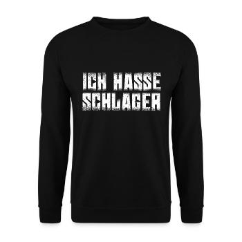 Ich hasse Schlager Schlagermusik Volksmusik - Unisex Pullover - Schwarz - Vorne - Alina (178cm) & Michal (187cm)