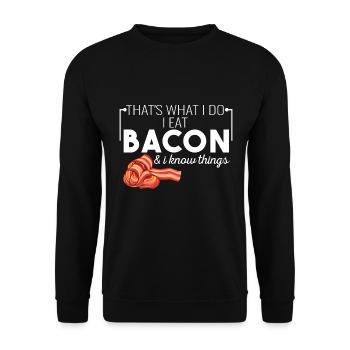 C’est ce que je fais : je mange du bacon et je sais - Sweat-shirt Unisexe - noir - Devant - Alina (178cm) & Michal (187cm)