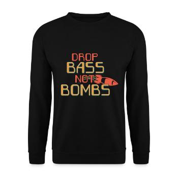 Drop Bass Not Bombs Musikliebhaber Motiv - Unisex Pullover - Schwarz - Vorne - Alina (178cm) & Michal (187cm)