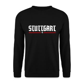 STUTTGART SCHRIFTZUG NAME WAPPEN TSHIRT - Unisex Pullover - Schwarz - Vorne - Alina (178cm) & Michal (187cm)